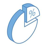 Descriptive data, an isometric icon of percentage graph vector