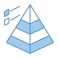Triangle shaped diagram, isometric icon of pyramid chart