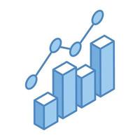 Isometric icon of trend analysis, vector design