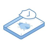 Virus verification, an isometric icon of website antivirus vector