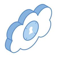 Download this editable isometric icon of cloud security vector