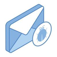 Envelope with bug showing the concept of spam mail isometric icon vector