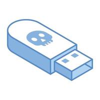 amenaza de datos, un icono isométrico de hack usb vector