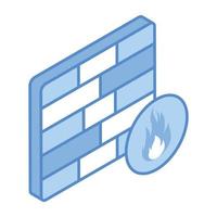 Data protection, isometric icon of firewall vector