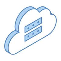 A trendy isometric icon of cloud server, editable vector design