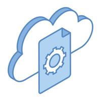 Data storage, an isometric icon of cloud file vector