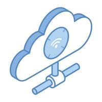 Internet hosting, an isometric icon of cloud connection vector