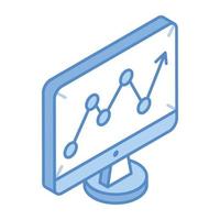 A trendy isometric icon of online statistics vector