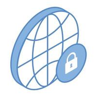 Network protection, isometric icon of secure browsing