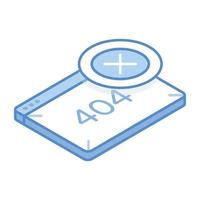 Website failure, an isometric icon of 404 error vector