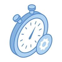 Stopwatch and cogwheel showing the concept of productivity isometric icon