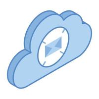 Data hosting, an isometric icon of cloud mail vector