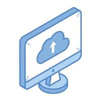 Internet storage, an isometric icon of cloud upload vector