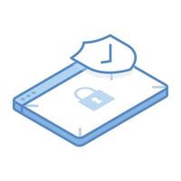 An isometric icon of secure website is up for premium use vector
