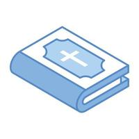 Holy book of Christians, an isometric icon of bible vector