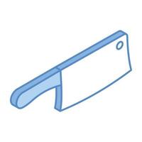 Meat cutting tool, an isometric icon of cleaver vector