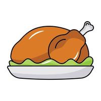 Icon of roast chicken in flat design vector