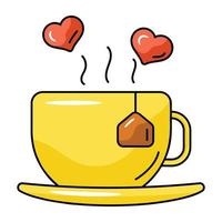 Download premium flat icon of valentine tea vector