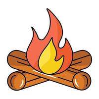 Icon of campfire designed in flat style vector