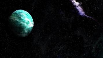 Colourful planet moving on black background, green. Marble teamwork Digital Clouds Earth rotating animation, digital background globe futuristic space, colourful planet moving on black background