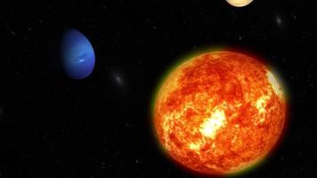 metraje de los planetas del sistema solar, sistema solar completo, sistema solar con sol y planetas. sol y planetas de la animación del sistema solar, representación 3d