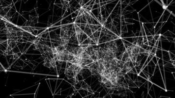 Netzwerk oder digitale Verbindung. digitale binäre Polygon-Plexus-Datennetzwerke, abstrakte digitale Verbindung, die Punkte und Linien bewegt. abstrakter futuristischer datenverbindungshintergrund, technologie polygonal video
