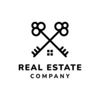 crossed keys estate logo design vector