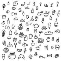 icon set of food illustration vector hand drawn isolated on white background line art.