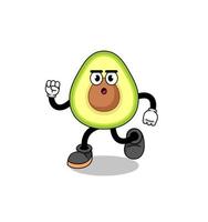 corriendo ilustración de mascota de aguacate vector