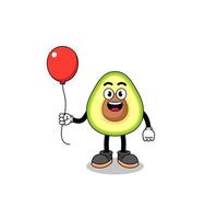 Cartoon of avocado holding a balloon vector