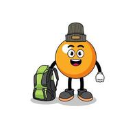 Illustration of ping pong ball mascot as a hiker vector