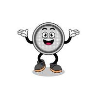 button cell cartoon searching with happy gesture vector