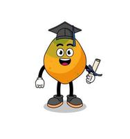 papaya fruit mascot with graduation pose vector