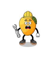 ilustración de personaje de fruta de mango con error 404 vector