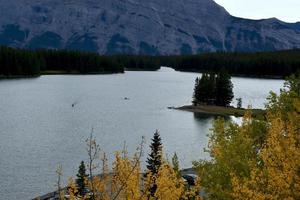 lake minnawanka in the Canadian rockies photo