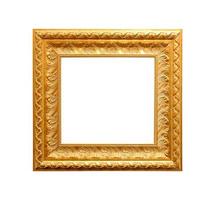 Golden antique frame isolated on white background photo