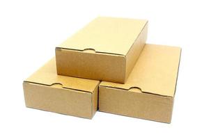 Cardboard boxes on white photo
