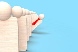 Icon wooden red tie hr human resource worker employee domino business team challenge mission career job skill marketing financial talent leadership management motivation company office.3D Render