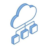 Storage network, an isometric icon of cloud hosting vector