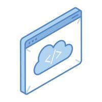 Internet storage, isometric icon of cloud coding vector