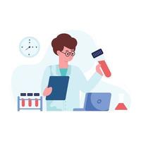 An editable flat illustration of lab research vector