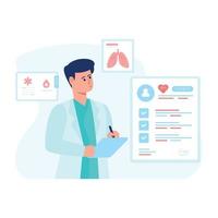 An editable flat illustration of medical report vector