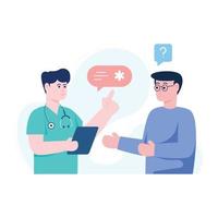 An editable flat illustration of patient consultation vector