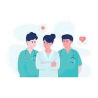 A handy flat illustration of surgeons team vector