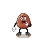 Character Illustration of date fruit with tongue sticking out vector