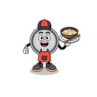 Illustration of button cell as an asian chef vector