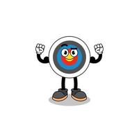 Mascot cartoon of archery target posing with muscle vector