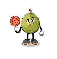 ilustración de fruta durian como jugador de baloncesto