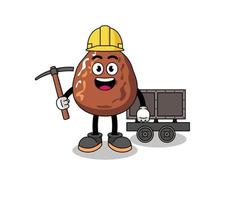 Mascot Illustration of date fruit miner vector