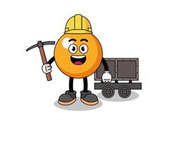 Mascot Illustration of ping pong ball miner vector